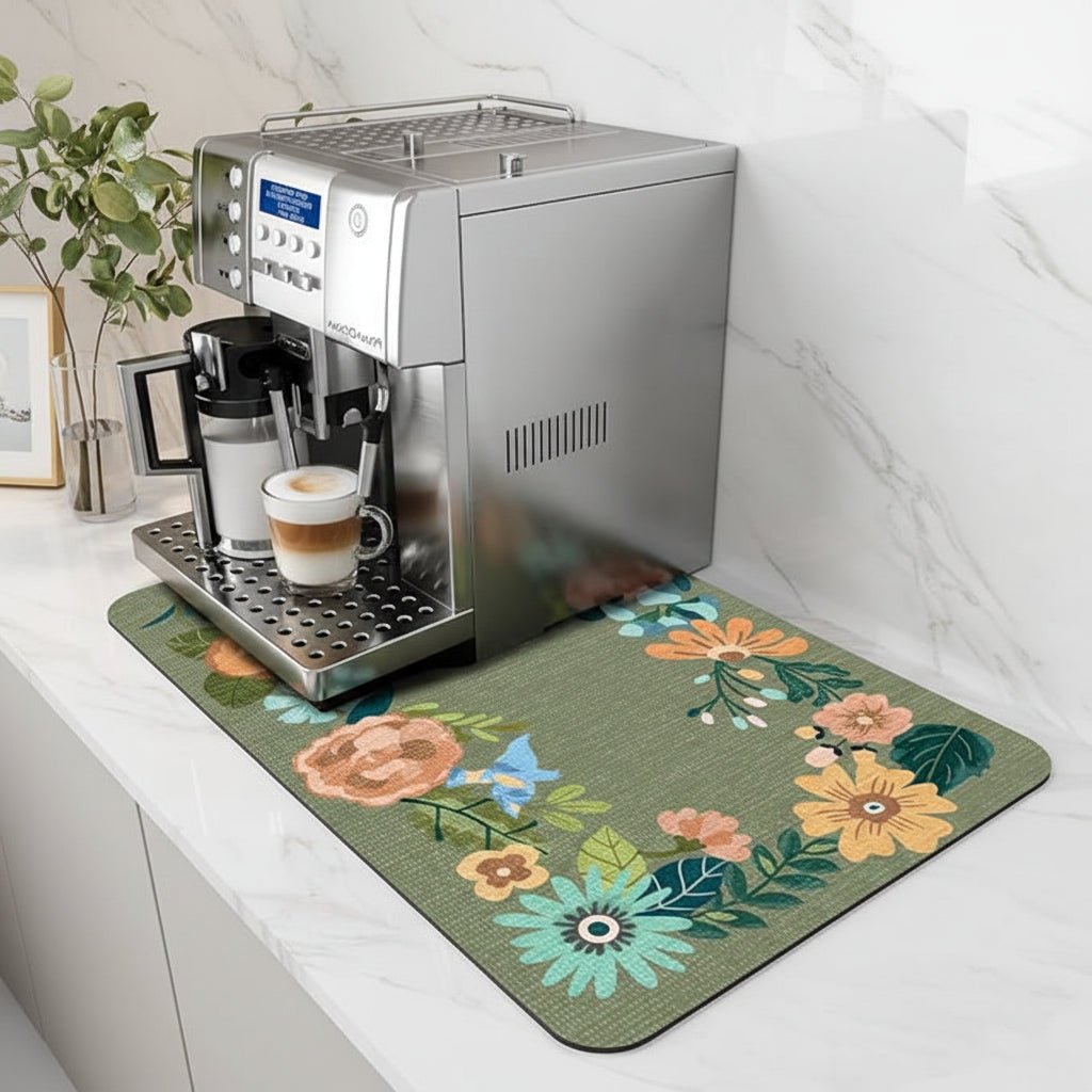 Super Absorbent Coffee Bar Mat With Stain Free Quick Drying And Easy Cleaning
