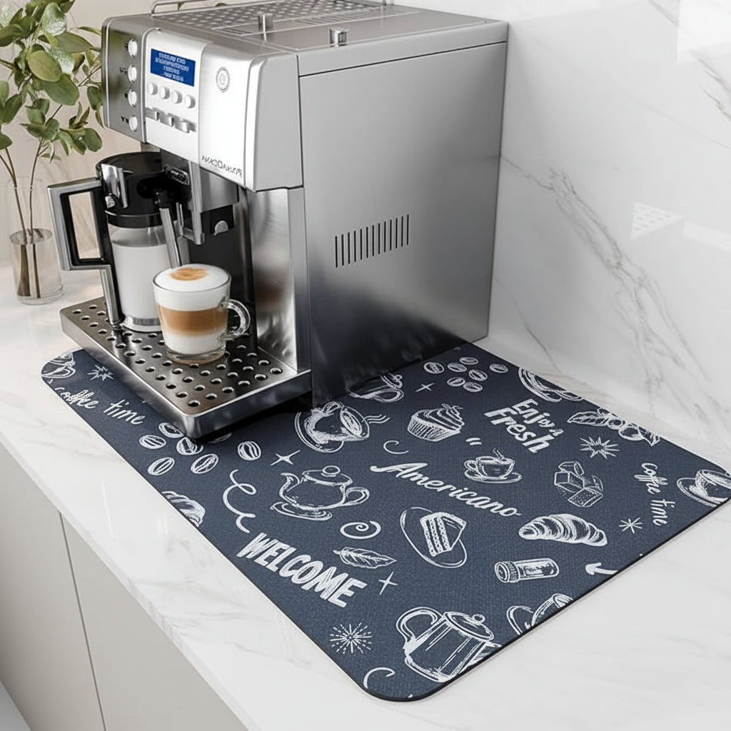 Super Absorbent Coffee Bar Mat With Stain Free Quick Drying And Easy Cleaning