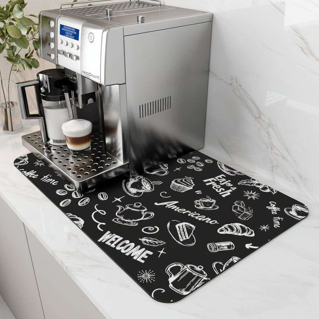 Super Absorbent Coffee Bar Mat With Stain Free Quick Drying And Easy Cleaning