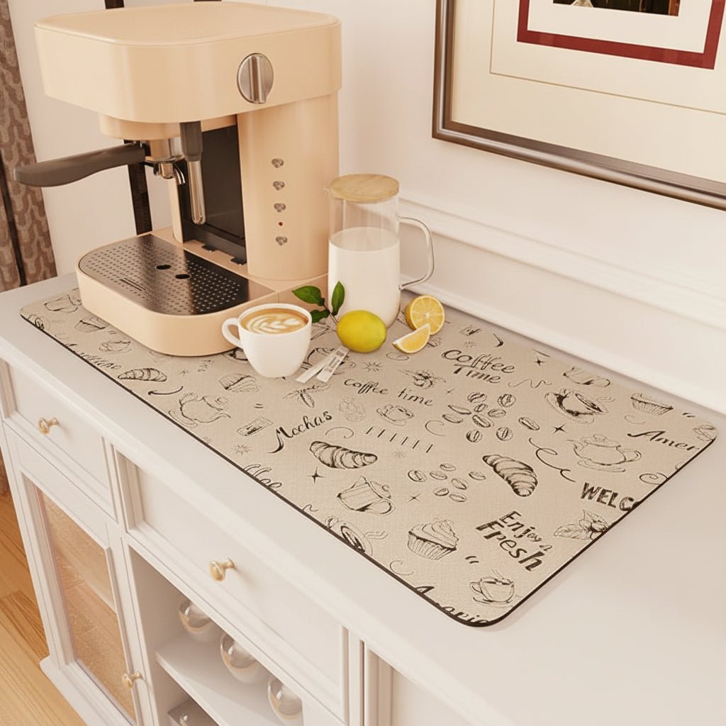 Super Absorbent Coffee Bar Mat With Stain Free Quick Drying And Easy Cleaning