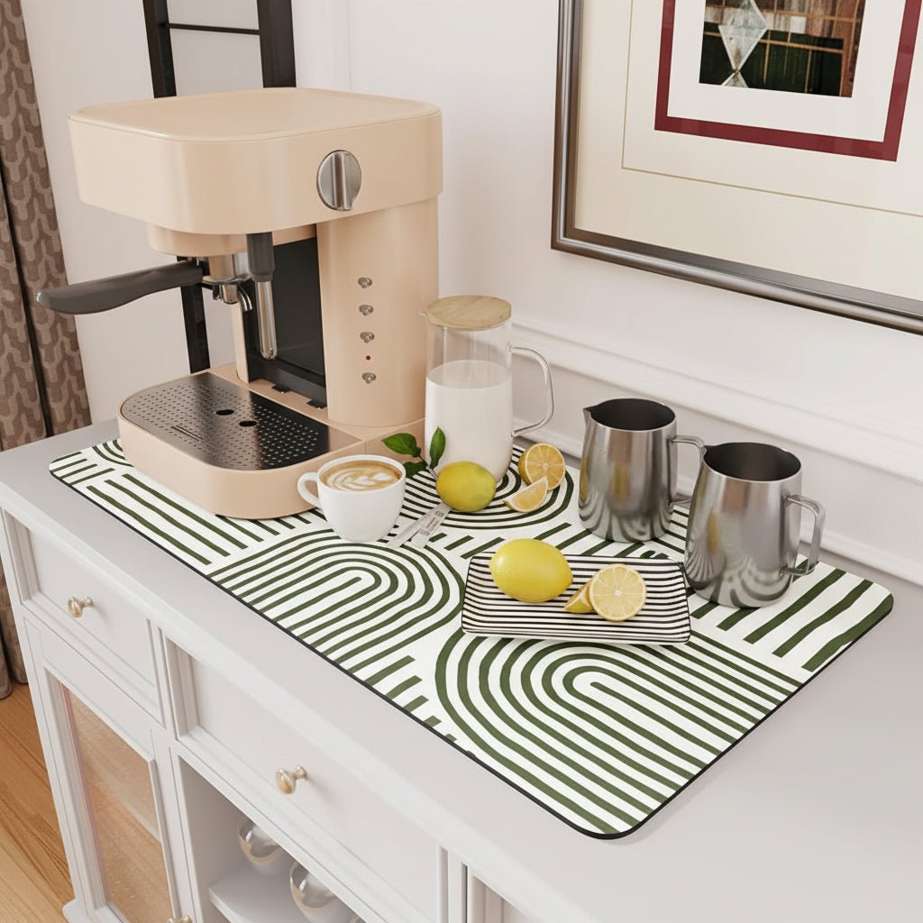 Super Absorbent Coffee Bar Mat With Stain Free Quick Drying And Easy Cleaning