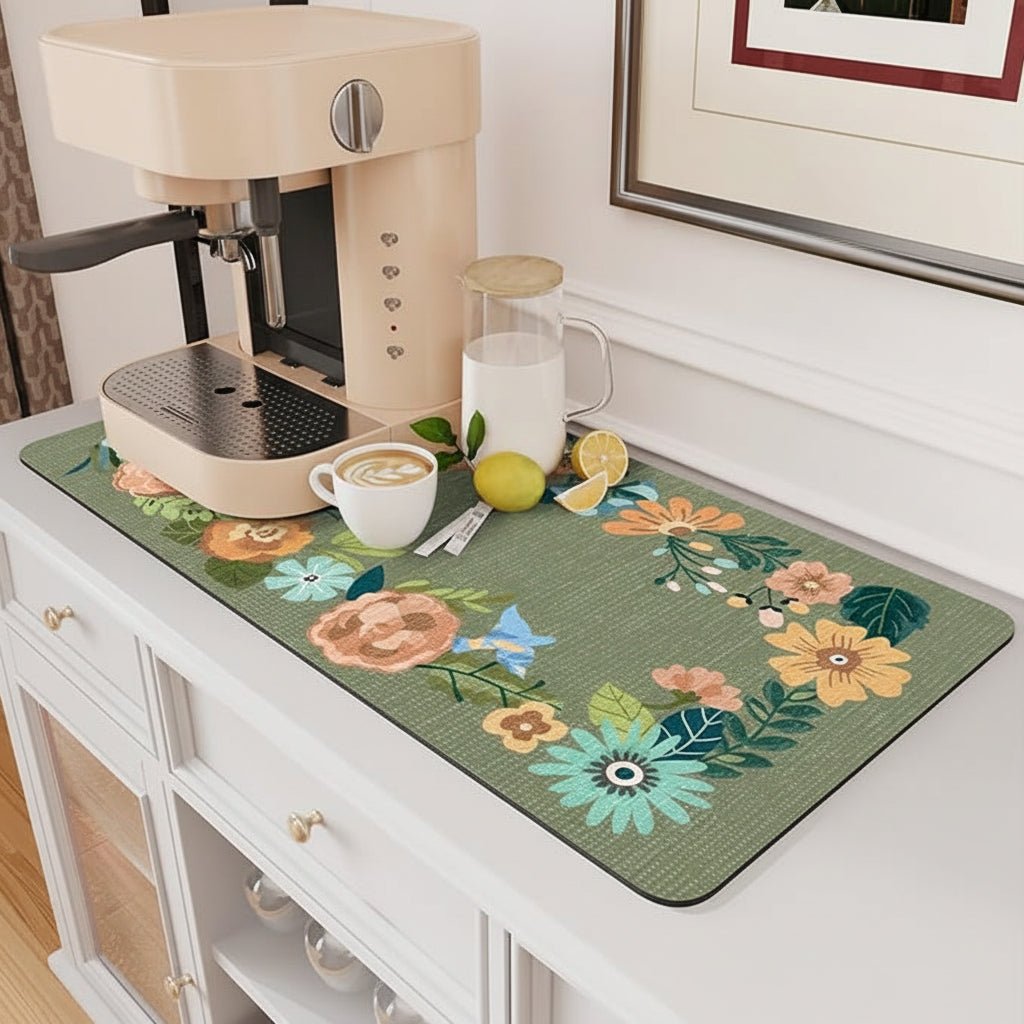 Super Absorbent Coffee Bar Mat With Stain Free Quick Drying And Easy Cleaning