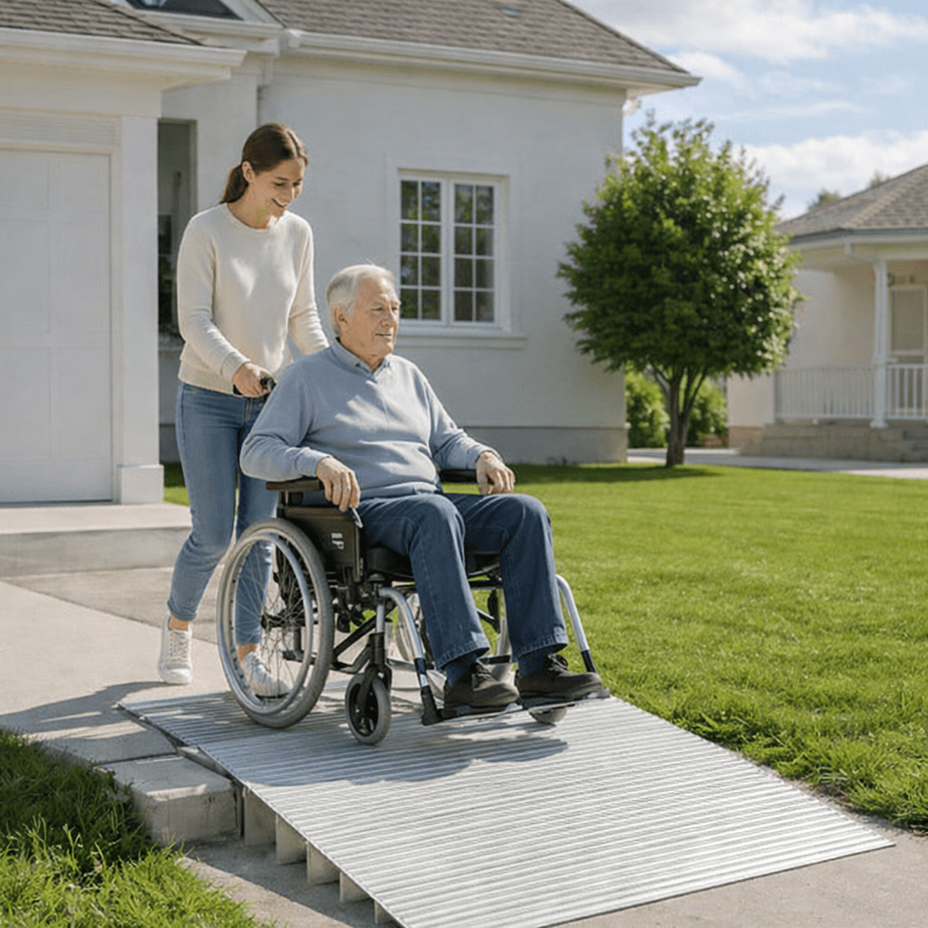 Lightweight Aluminum Threshold Ramp for Safe Barrier-Free Access