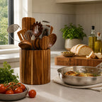Premium Teak Kitchen Caddy and Spoon Rest Set Handcrafted From Natural Teak Wood | petprovac