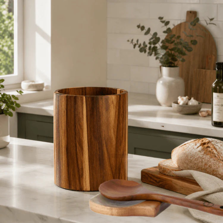Premium Teak Kitchen Caddy and Spoon Rest Set Handcrafted From Natural Teak Wood | petprovac