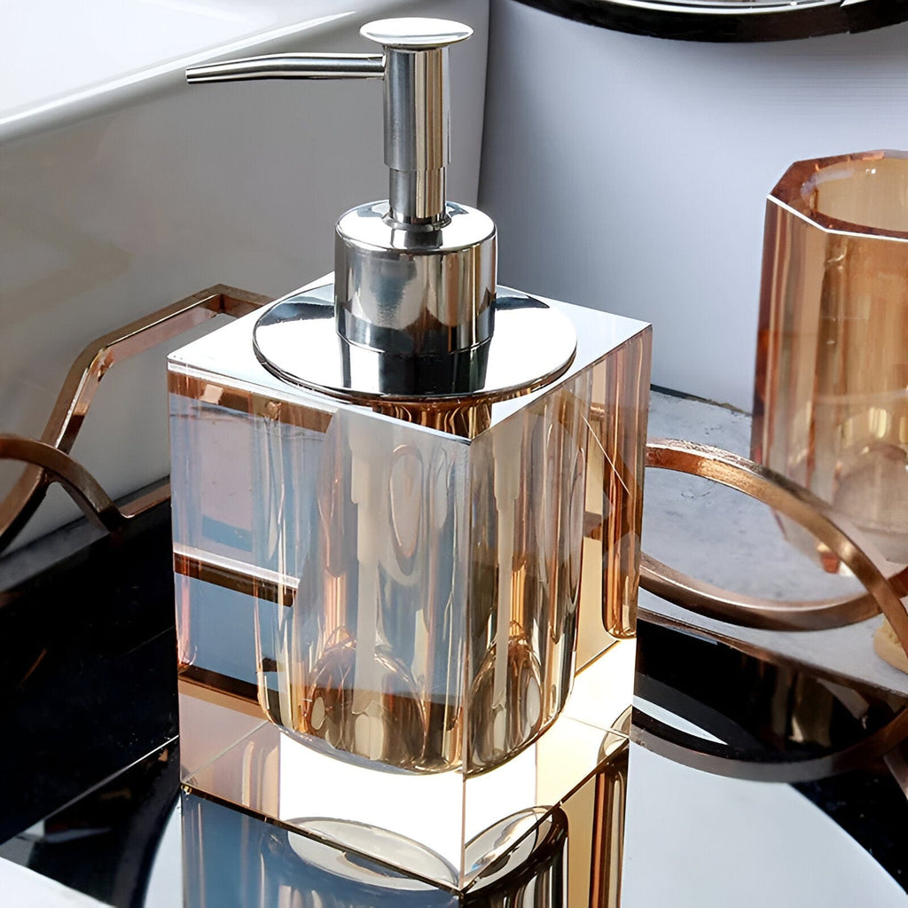 LustreEdge クリスタルガラス バスアクセサリーセット インテリアを格上げ