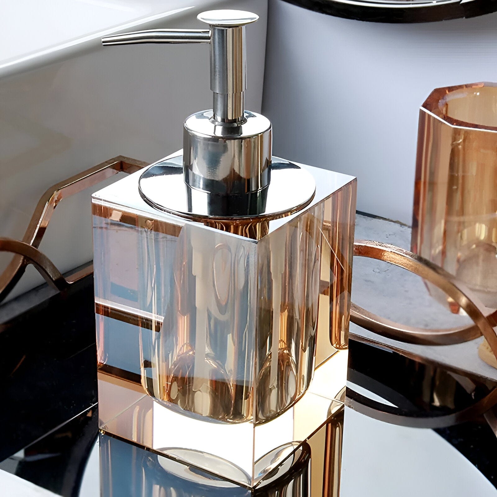 סט אביזרי אמבט מזכוכית קריסטל LumaGlass אליט