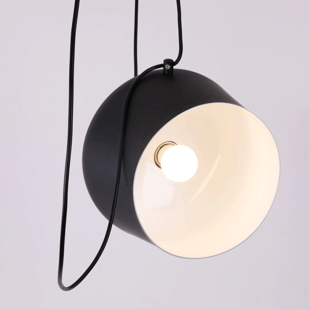 LumaDrum Pendant Light With Cable-Driven Bulb Fixture