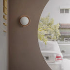 Aurelo White Wood Wall Light Sconce With Glass Accent