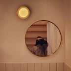 Aurelo White Wood Wall Light Sconce With Glass Accent