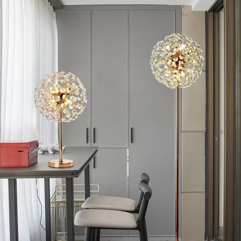 Blombladskristall bordslampa lyxig modern sängbordslampa