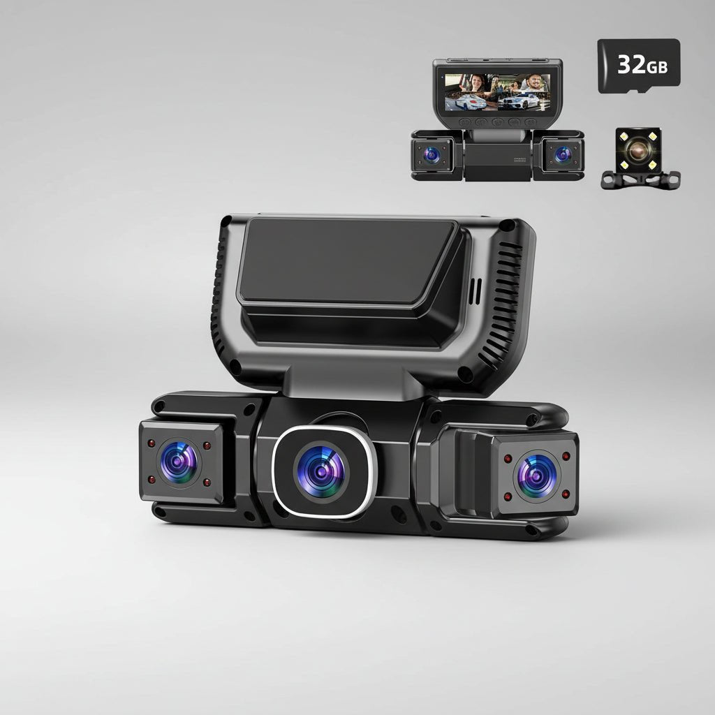 360-Grad-Dashcam mit vier Kanälen, Full HD, WLAN, Nachtsicht