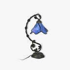 Bordslampa med blommigt glasljusskydd Retro dekorationsljus för vardagsrum