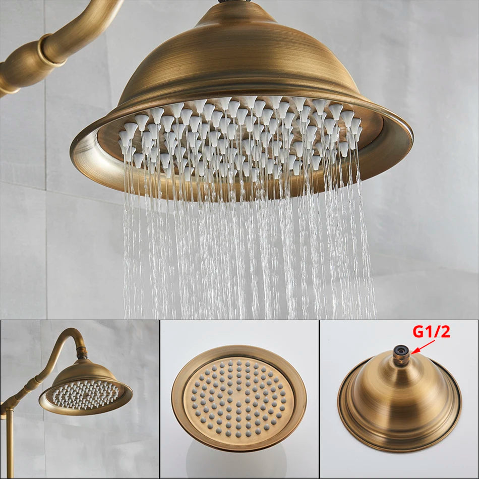 Marlen Classic Antique Brass In-Wall Shower System for Bathroom and Outdoor Use | Petprovac