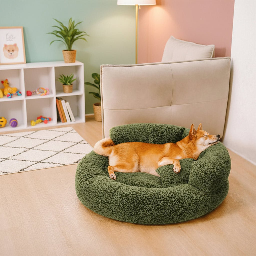 Orthopedic Donut Dog Bed made of Diamond Velvet for Maximum Comfort