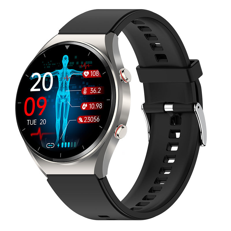 PulseGuard Pro Health Smartwatch med glukose, blodtryk, EKG og HRV