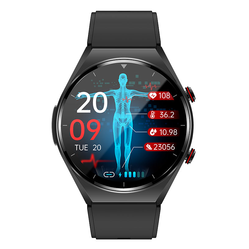 PulseGuard Pro Health Smartwatch med glukose, blodtryk, EKG og HRV