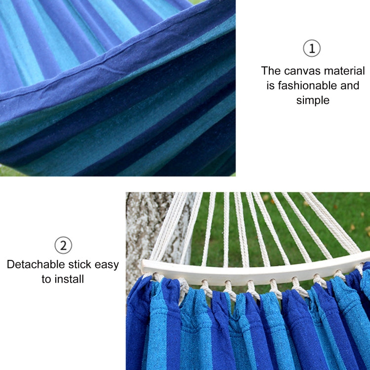Outdoor Double Thick Canvas Hammock Indoor Swing with Removable Curved Bar, Size: 200x100cm (Dark Blue)