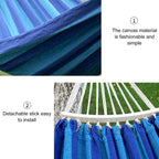 Outdoor Double Thick Canvas Hammock Indoor Swing with Removable Curved Bar, Size: 200x100cm (Dark Blue)