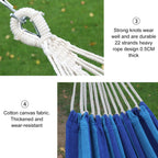 Outdoor Double Thick Canvas Hammock Indoor Swing with Removable Curved Bar, Size: 200x100cm (Dark Blue)