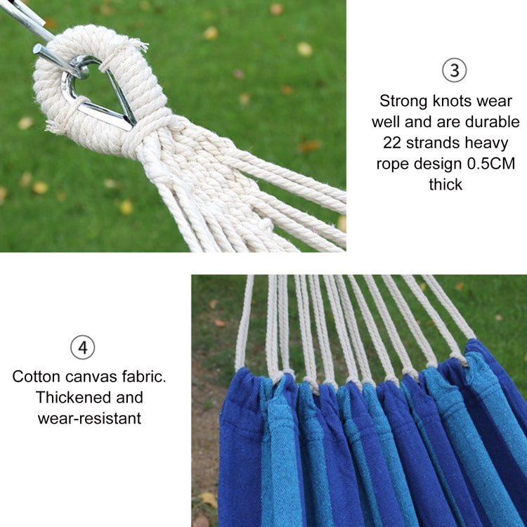 Outdoor Double Thick Canvas Hammock Indoor Swing with Removable Curved Bar, Size: 200x100cm (Dark Blue)