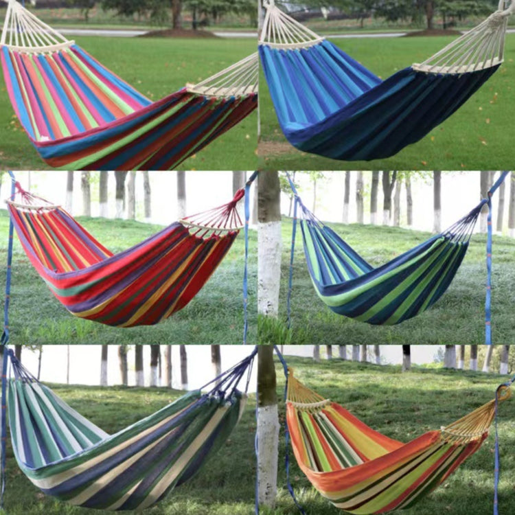 Outdoor Double Thick Canvas Hammock Indoor Swing with Removable Curved Bar, Size: 200x100cm (Dark Blue)