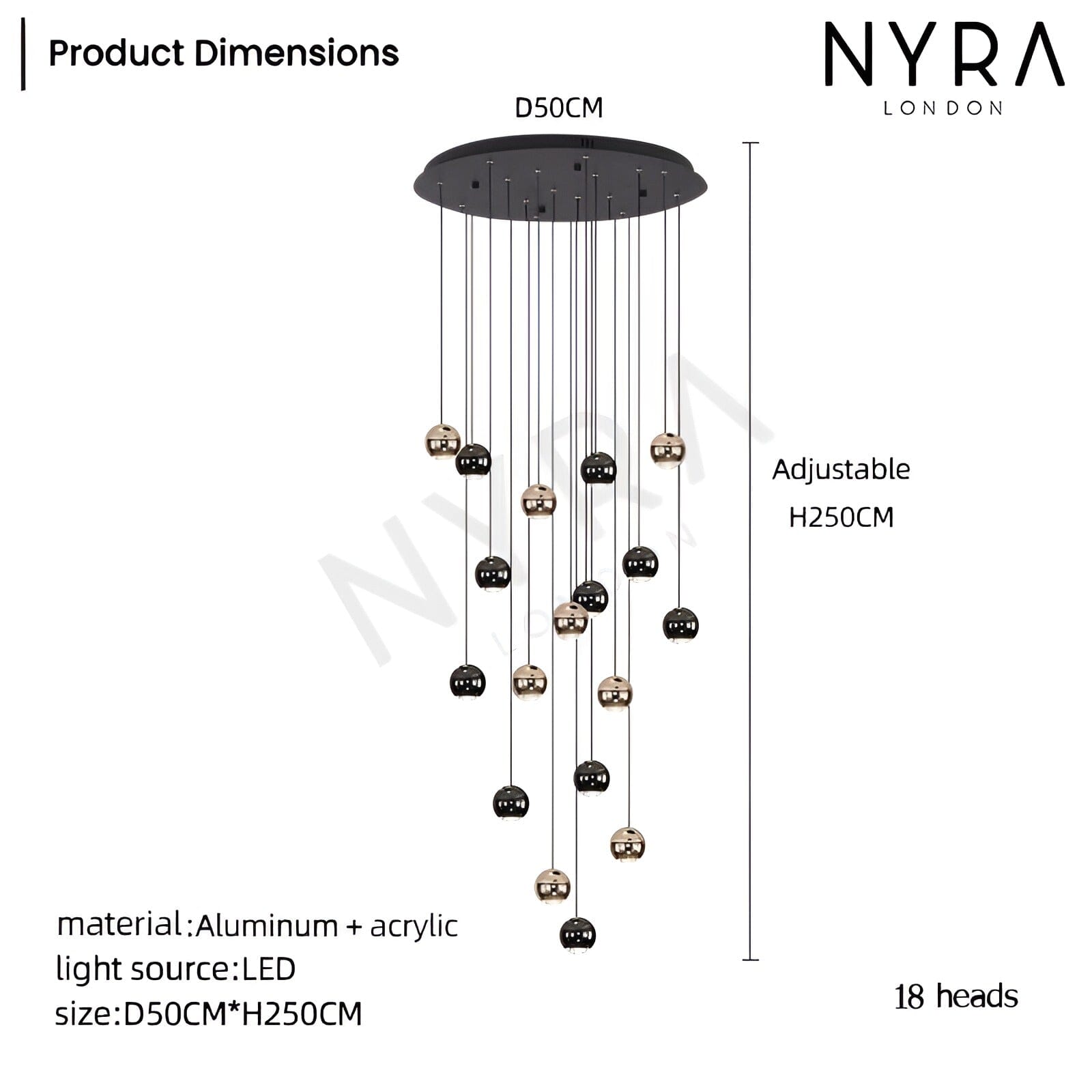 Avella Dråbeformet Glas Lysekrone