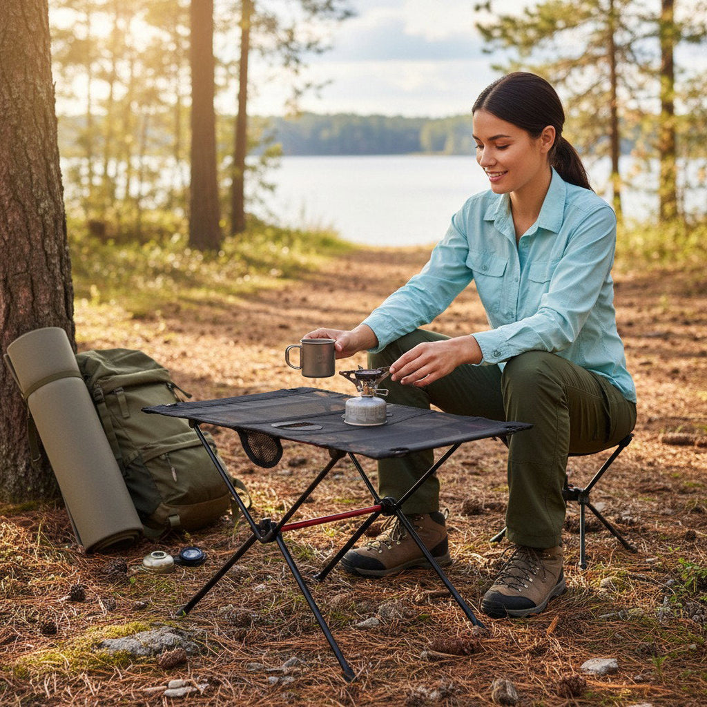 Mesa de camping plegable con montaje rápido para actividades al aire libre