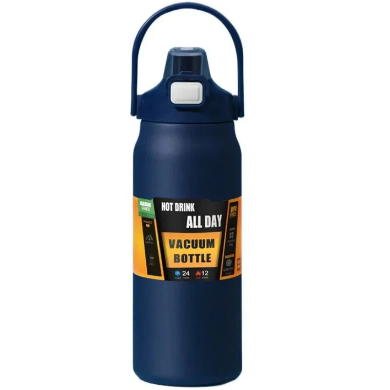 Edelstahl Thermoskanne 800/1000/1200/1500 ml mit Strohhalm - Doppelwandige Vakuumisolierung 10