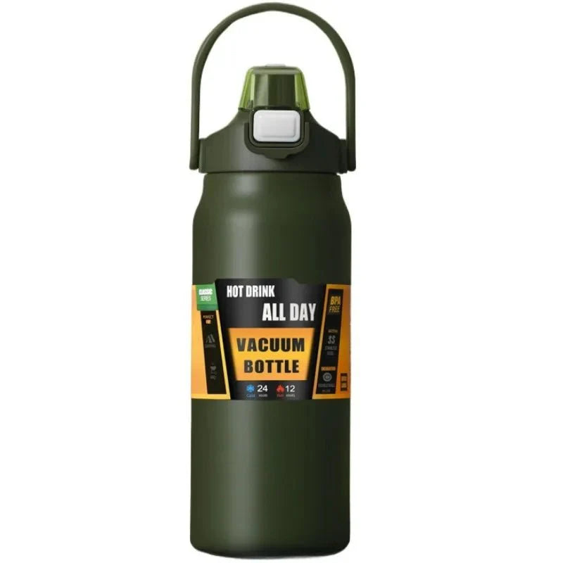 Edelstahl Thermoskanne 800/1000/1200/1500 ml mit Strohhalm - Doppelwandige Vakuumisolierung 6