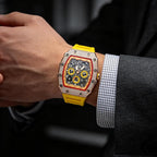 Elegant Tonneau Men's Watch with Rhinestone Decoration Made of Stainless Steel