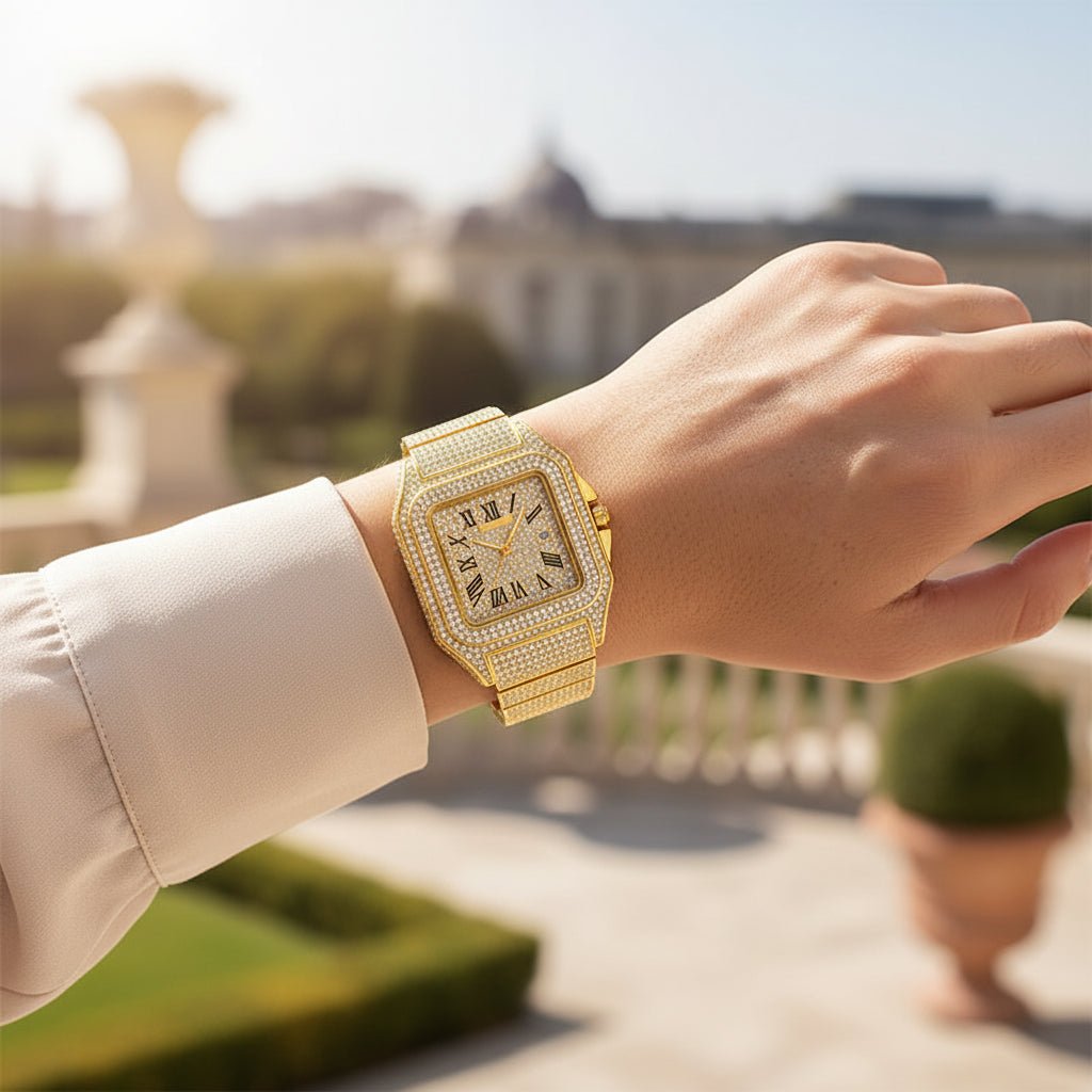 Elegant Rhinestone Women's Watch with Square Stainless Steel Design