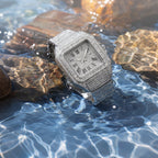 Elegant Rhinestone Women's Watch with Square Stainless Steel Design