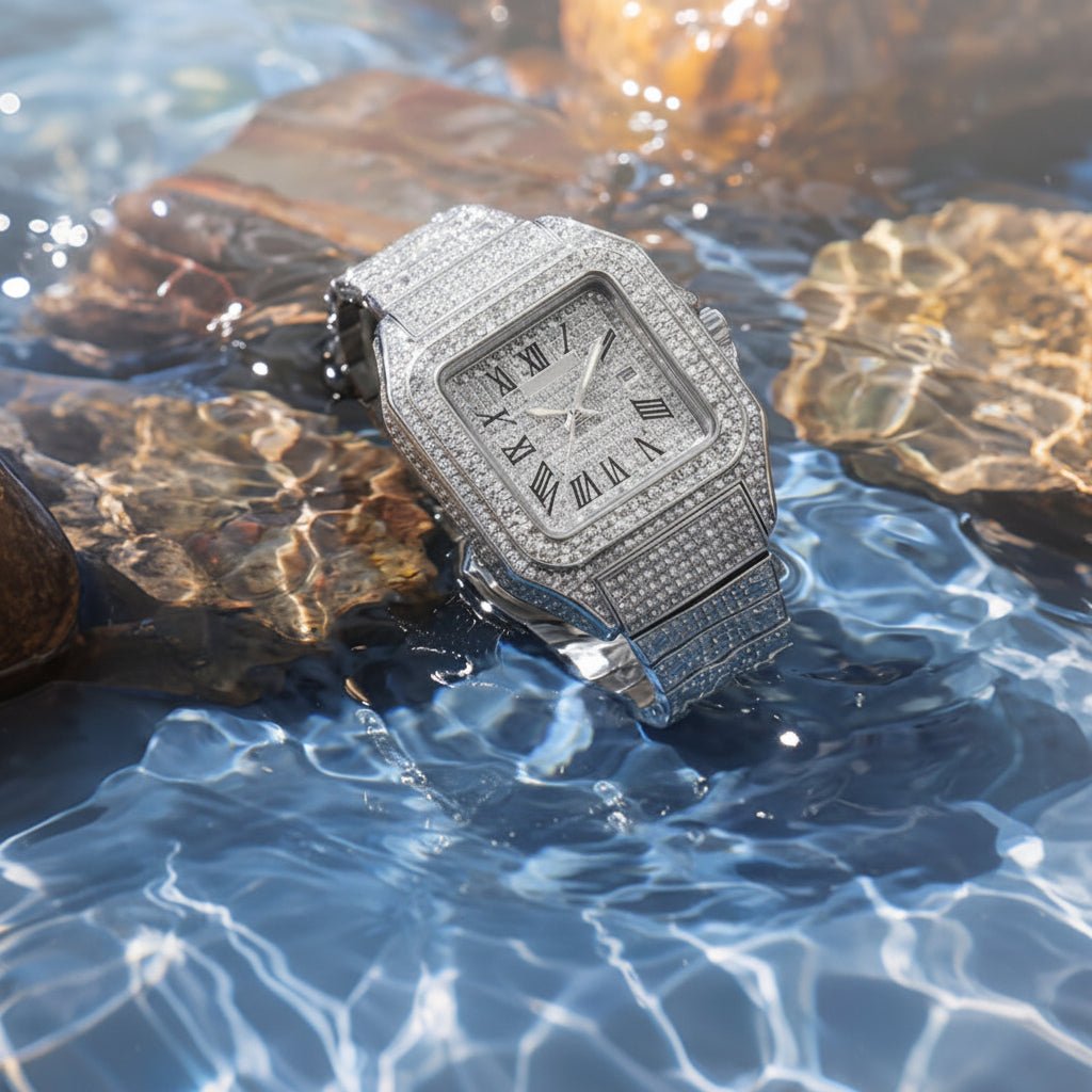 Elegant Rhinestone Women's Watch with Square Stainless Steel Design