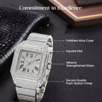 Elegant Rhinestone Women's Watch with Square Stainless Steel Design