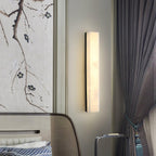 Lyra Pirinç Alabaster Duvar Lambası Yatak Odası için Modern Dikey