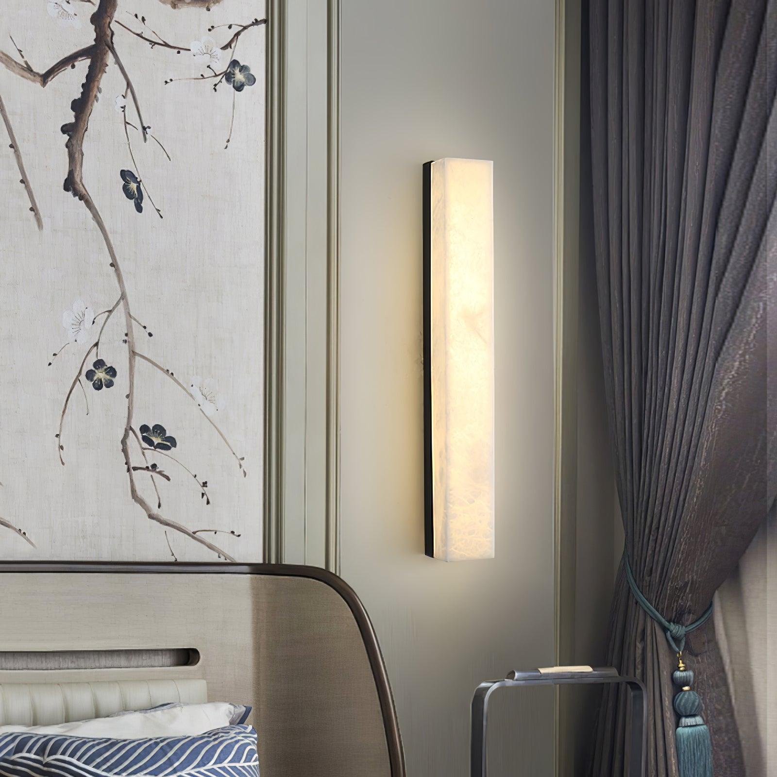 Lyra Pirinç Alabaster Duvar Lambası Yatak Odası için Modern Dikey