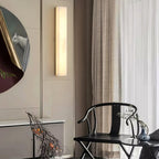 Lyra Pirinç Alabaster Duvar Lambası Yatak Odası için Modern Dikey