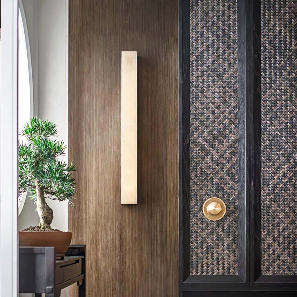 Lyra Pirinç Alabaster Duvar Lambası Yatak Odası için Modern Dikey