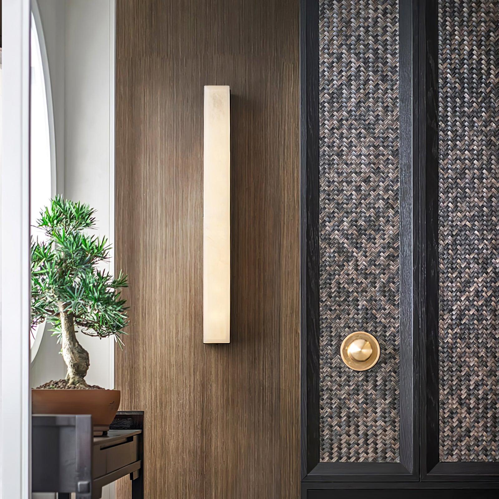 Lyra Pirinç Alabaster Duvar Lambası Yatak Odası için Modern Dikey