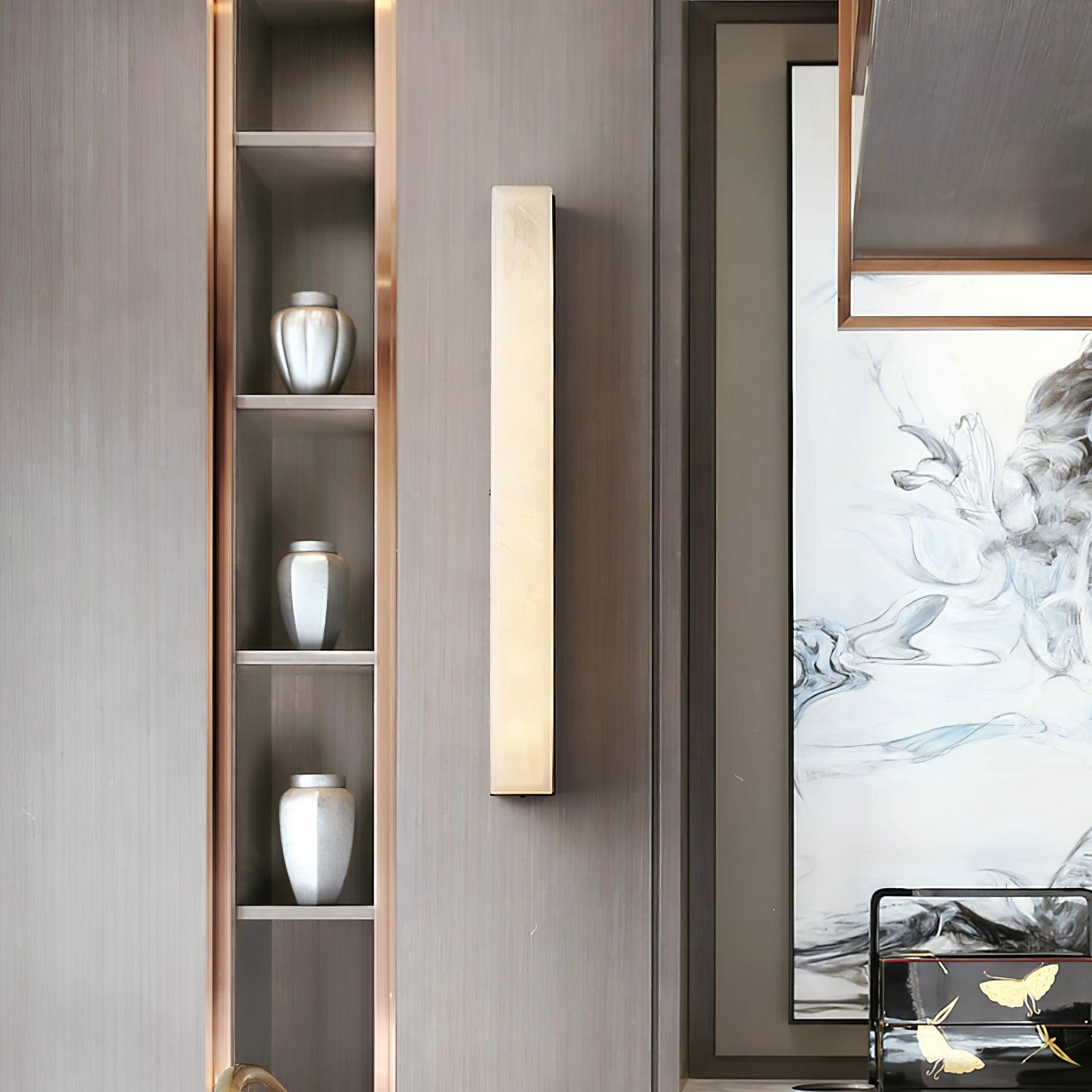 Lyra Pirinç Alabaster Duvar Lambası Yatak Odası için Modern Dikey