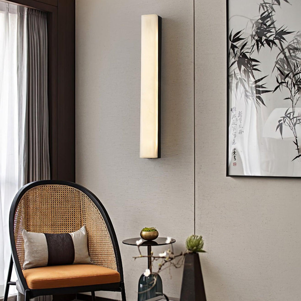 Lyra Pirinç Alabaster Duvar Lambası Yatak Odası için Modern Dikey