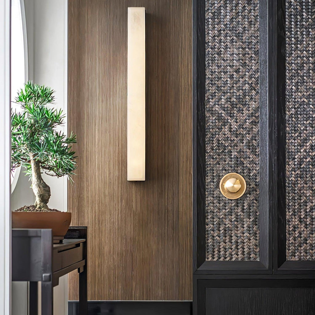 Lyra Pirinç Alabaster Duvar Lambası Yatak Odası için Modern Dikey