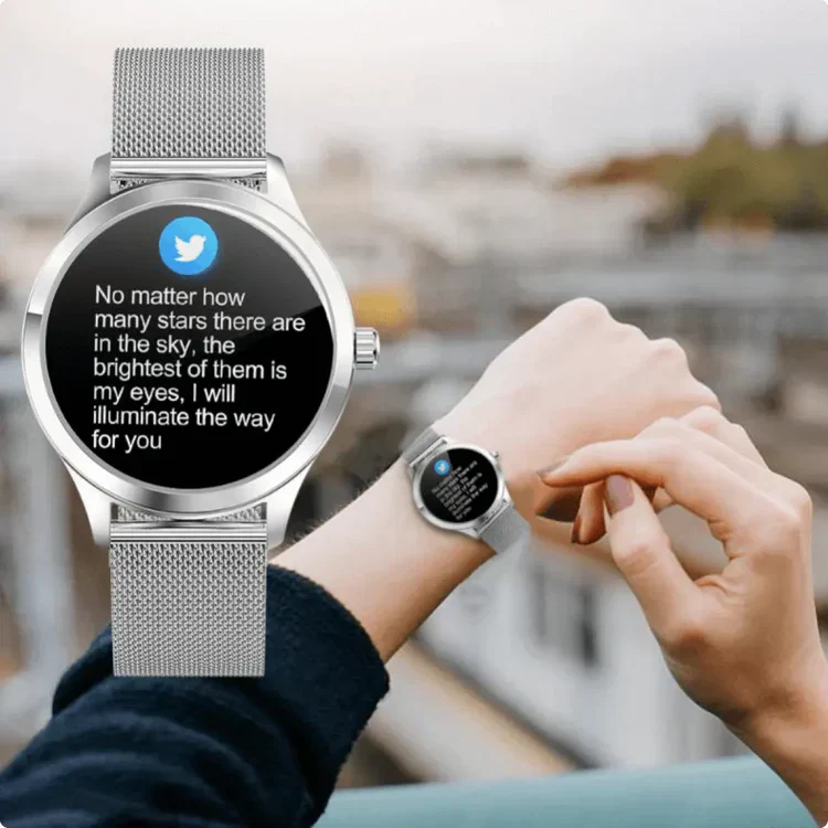 AstraNova Luxe Dame Smartwatch med Sundhedsovervågning og Krystal Display
