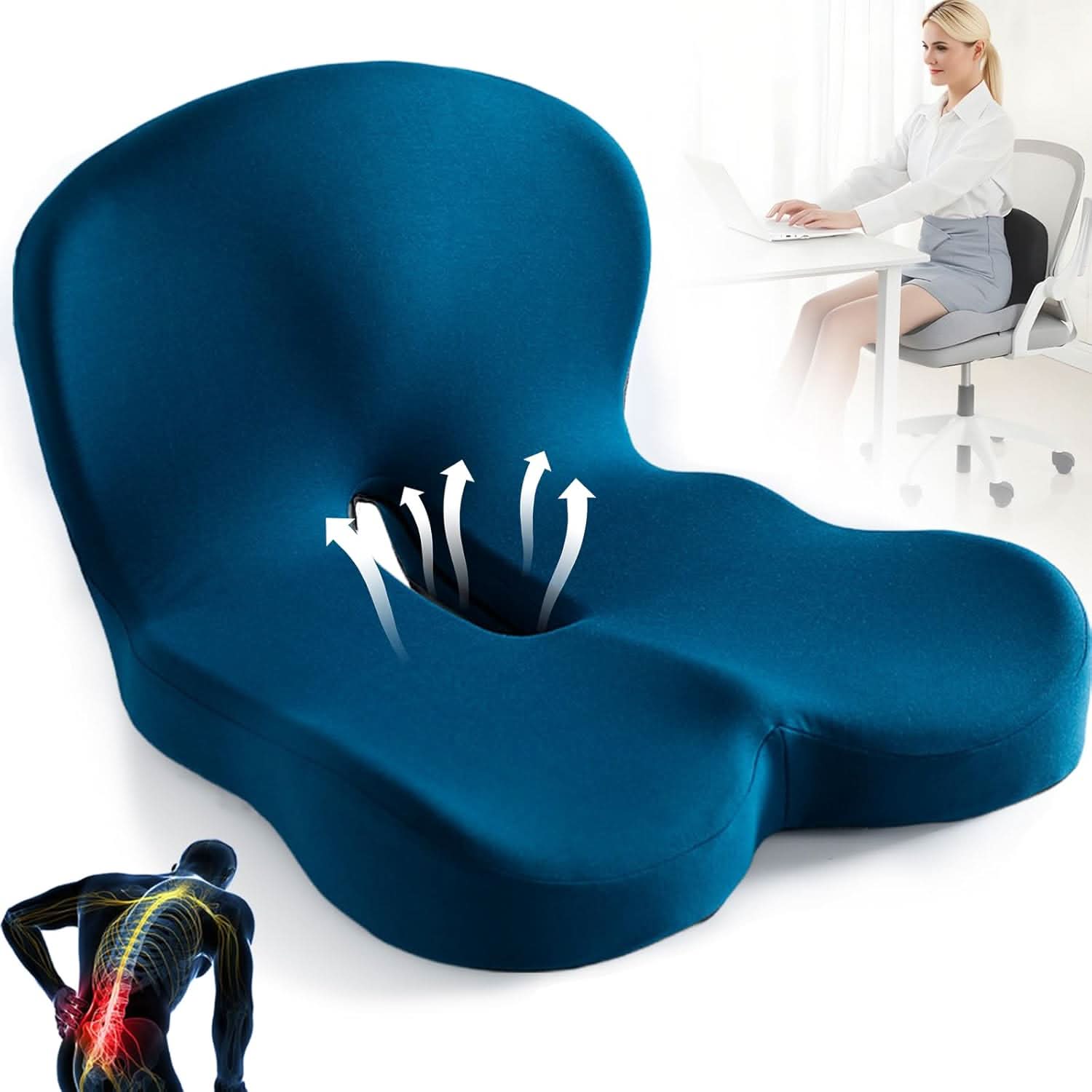 Ergonomic Seat Cushion with Lumbar Support