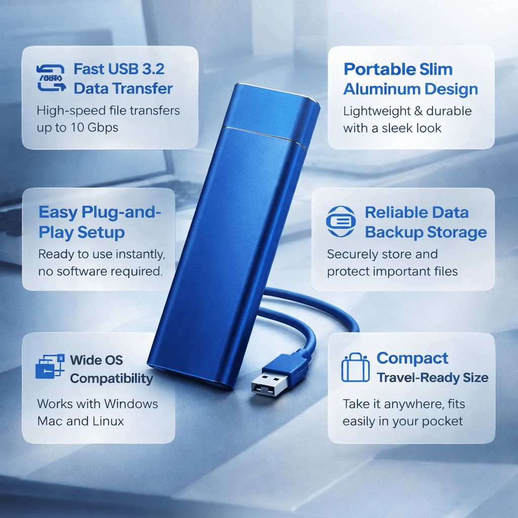 Pen USB Compacto para Backup Rápido de Dados e Armazenamento de Ficheiros