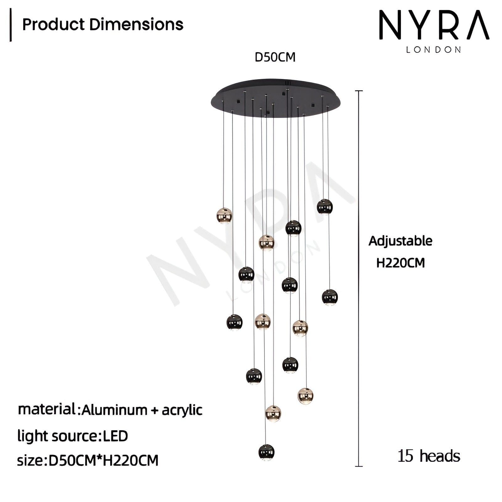 Avella Dråbeformet Glas Lysekrone