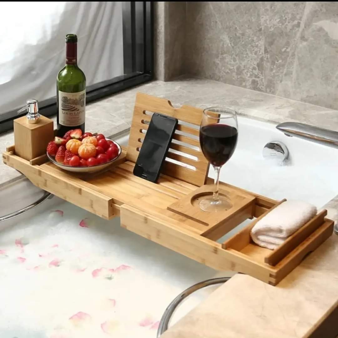 Expandable Bamboo Bathtub/ Caddy Tray with Stands