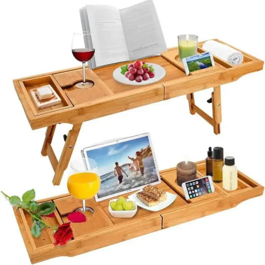 Expandable Bamboo Bathtub/ Caddy Tray with Stands