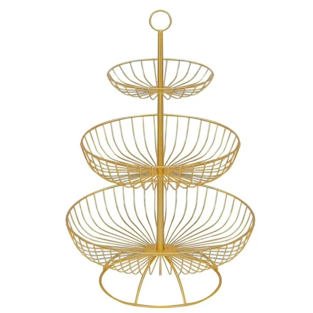 Luxury 3-Tier Vegetable and Fruit Rack in Gold and Black